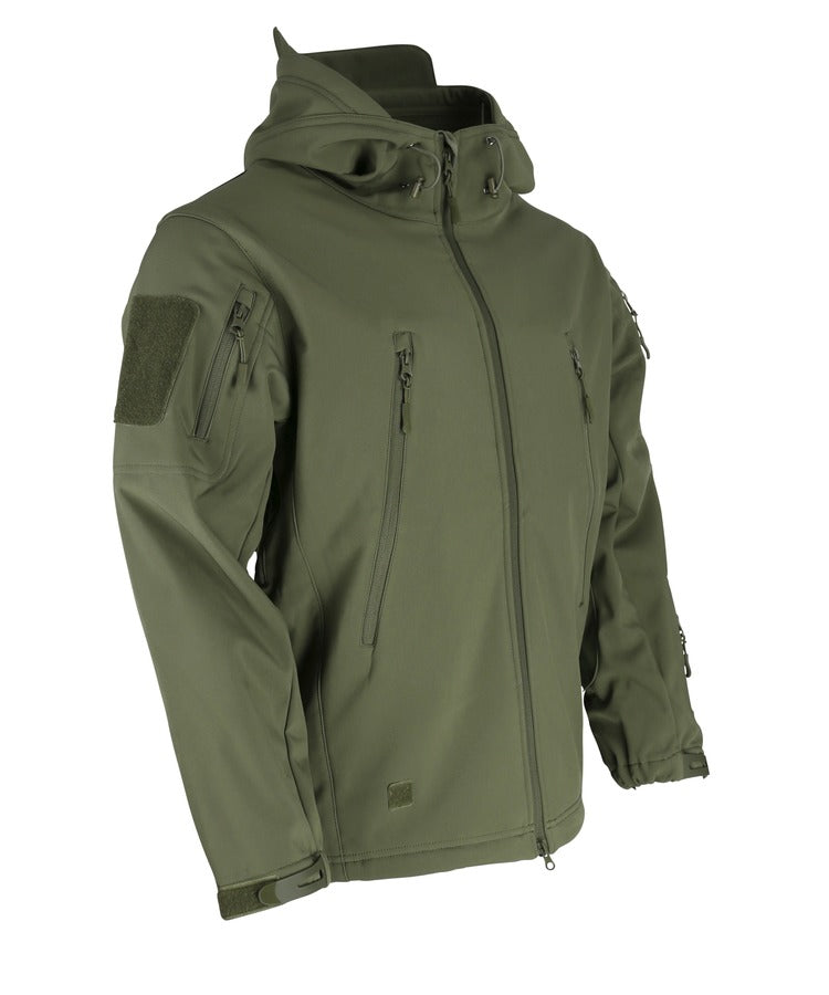 Tactical Soft Shell Jacket in Army Green with hood